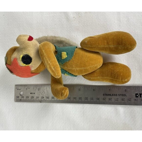 Vintage Squirrel Plush Stuffed Animal Toy Antique Stars On Head Vest Jointed - Picture 9 of 9